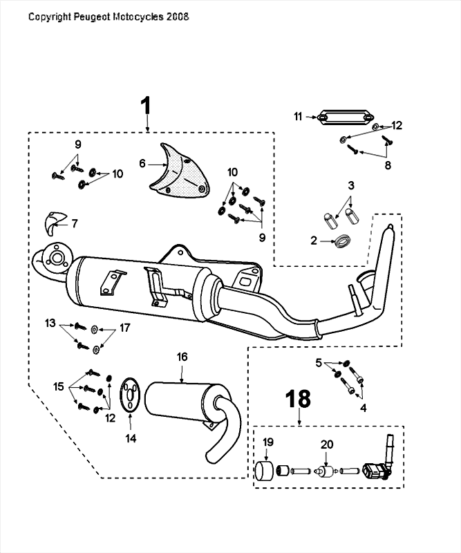Scarico LC bianco Peugeot Speedfight 4 50 2 tempi