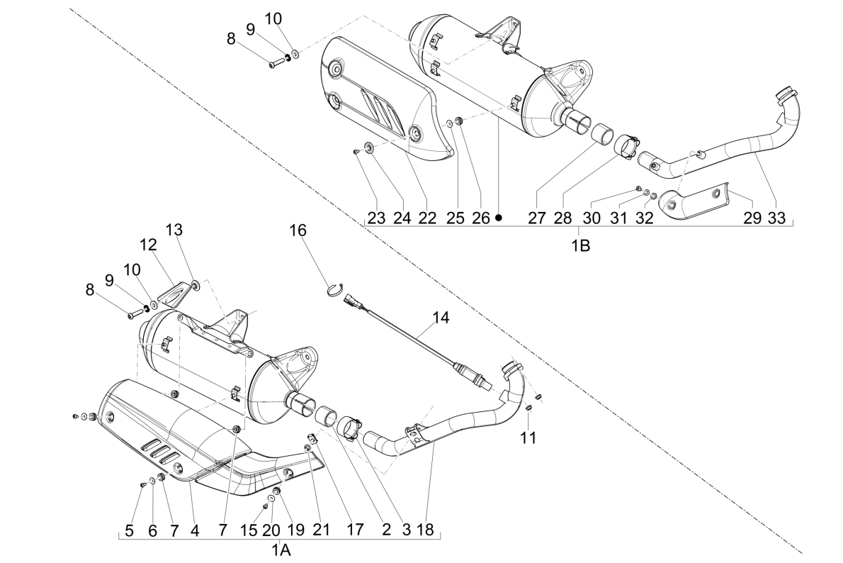 Scarico Piaggio Beverly 125 RST 4V Euro 3 2010-2015