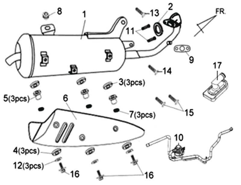 Ferro di scarico Sym Fiddle II (BK-7C) grigio