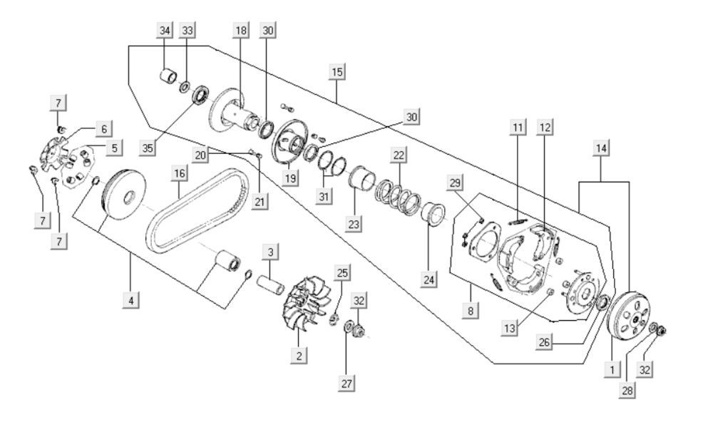 Variatore - Cinghia trapezoidale - Frizione Kymco Agility City 16 200i