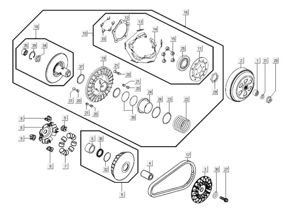 Variatore - Cinghia trapezoidale - Frizione Kymco Myroad 700i