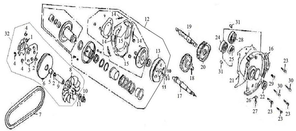 Variatore - cinghia trapezoidale - Frizione - Turbho RG50 125 denti