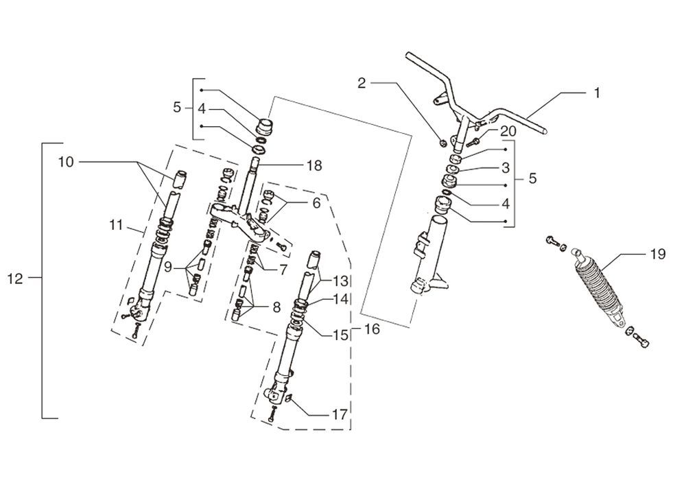 Forcella anteriore - Cuffia - Volante - Ammortizzatore Beta Beta ARK-k 50 2 tempi AC nero grigio 25