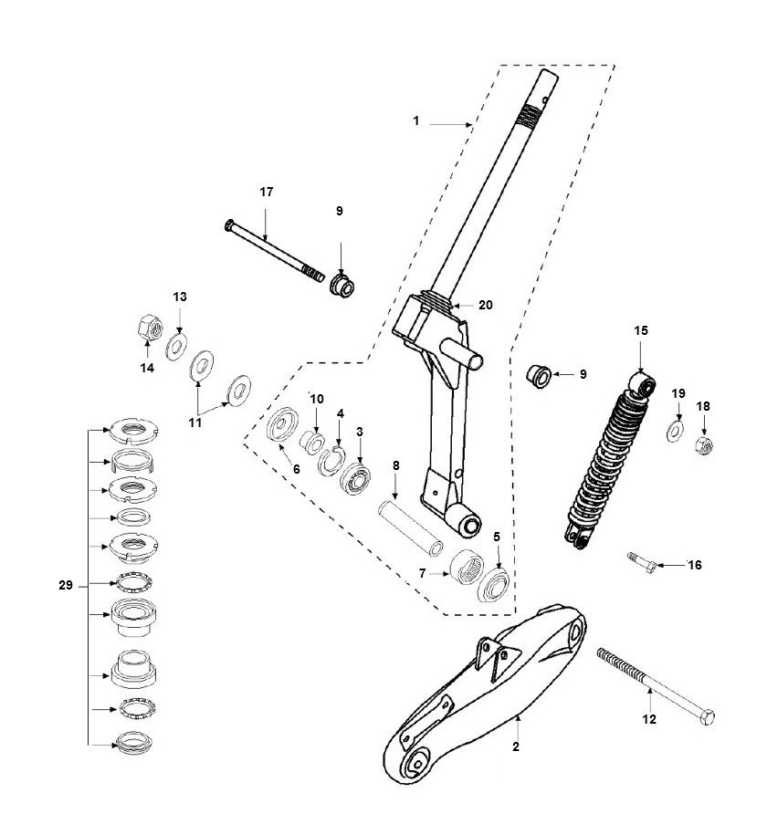 Forcella anteriore - Ammortizzatore anteriore - Cuffie Peugeot Speedfight 2 50 2 tempi AC Euro2