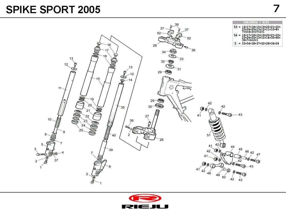 Forcella anteriore - Cuffia - Ammortizzatore Rieju Spike giallo 2007 2 tempi