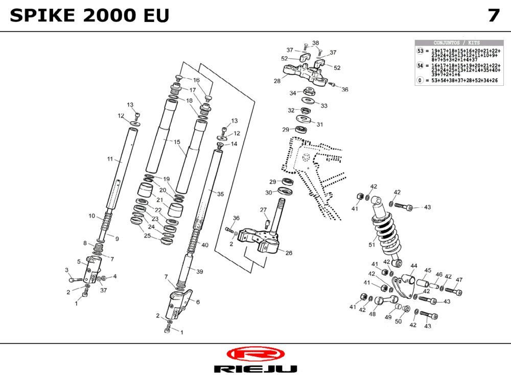 Forcella anteriore - Cuffia - Ammortizzatore Rieju Spike Sport nero 2004 2 tempi