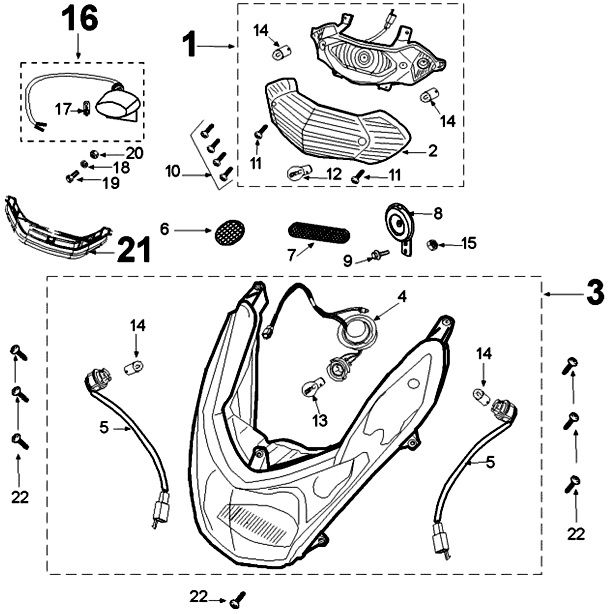 Faro anteriore - Fanale posteriore - Indicatori Peugeot Kisbee originali Euro 4