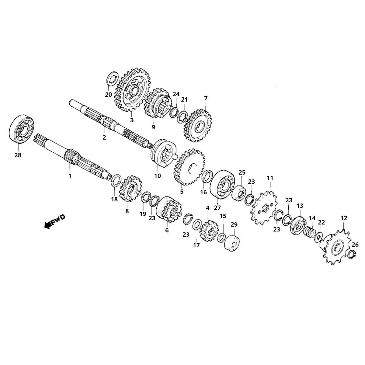 Cambio (asse a catena per bicicletta) Honda MB/MT/MTX 50