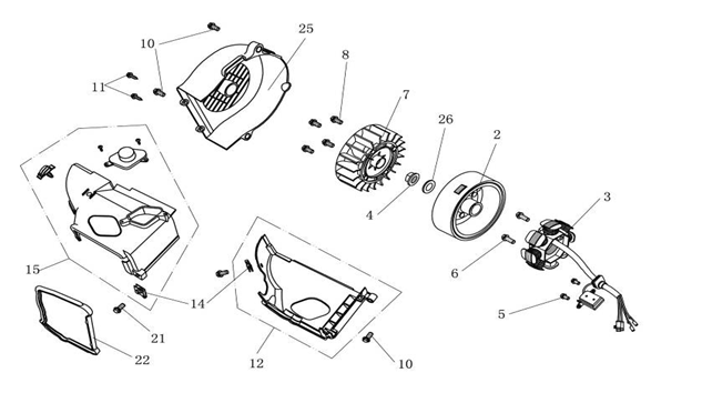 Accensione - statore - volano AGM Ape 50 nero