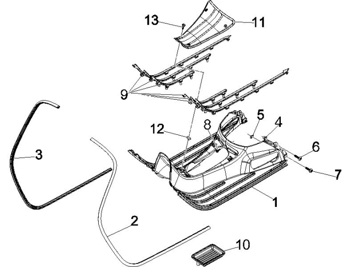 Pedana Vespa GTS 250 ie 2005-2009 (con ABS) nero grafite 79/A