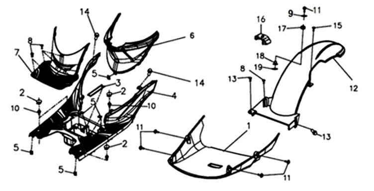 Copertura pedaliera/telaio Sym Symphony ST 125I E4 Grigio opaco (GY-010U)