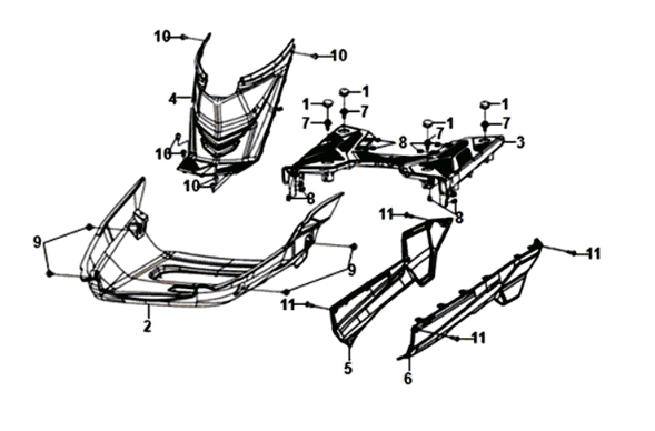 Voetplaat / framebekleding Sym Orbit III 125I E4