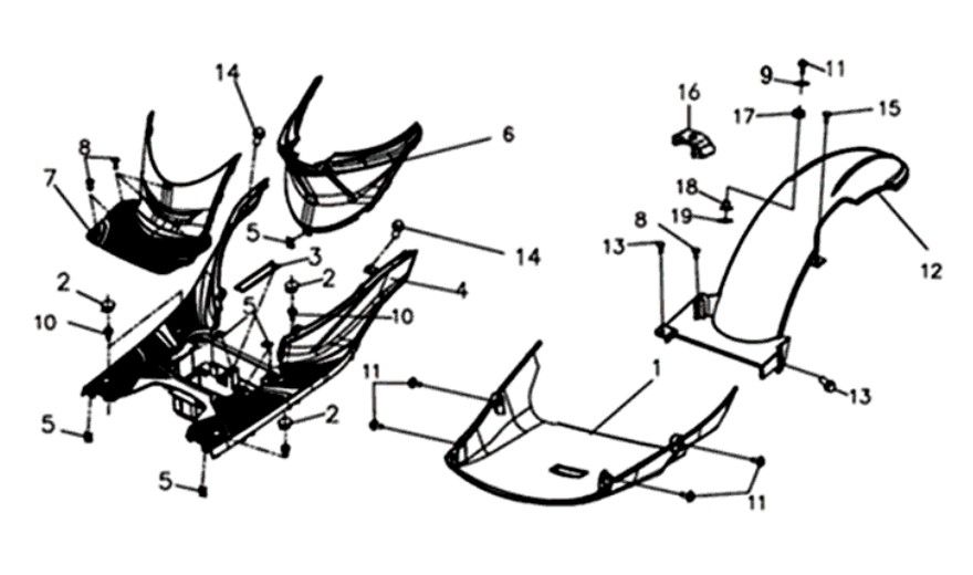 Copertura del telaio della pedana Sym Symphony ST (BK-001C) nero/argento