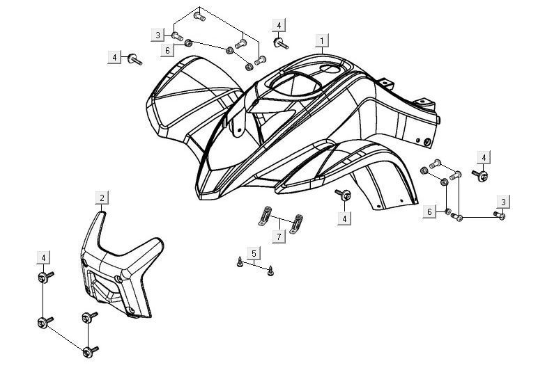 Coperchio anteriore Kymco Maxxer 90 Nero