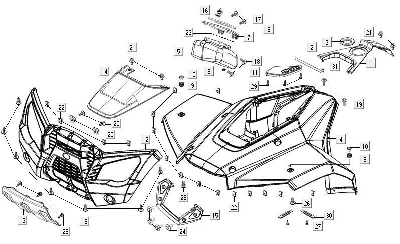 Coperchio anteriore Kymco MXU 300R