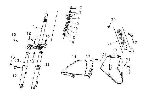 Forcella anteriore - Cuffia - Parafango anteriore - China Fashion smokey