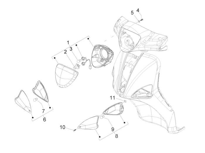 Indicatori anteriori - Faro Piaggio Liberty 4 tempi