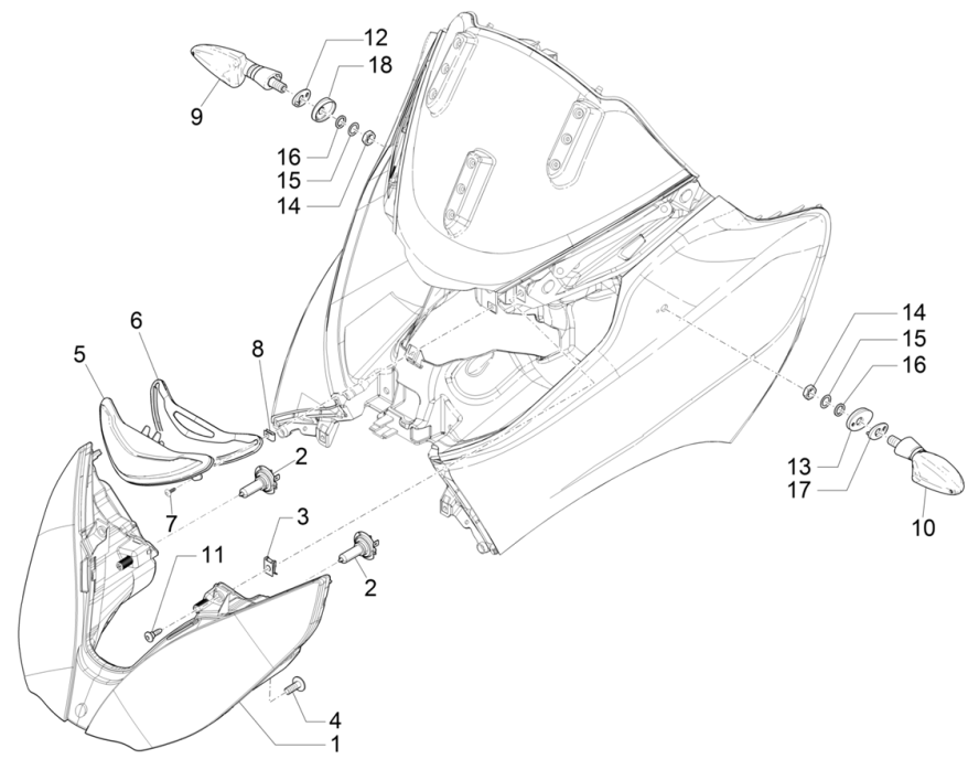 Faro anteriore - Indicatori anteriori Piaggio MP3 350 Maxi Sport ABS Euro 4 2018-2020