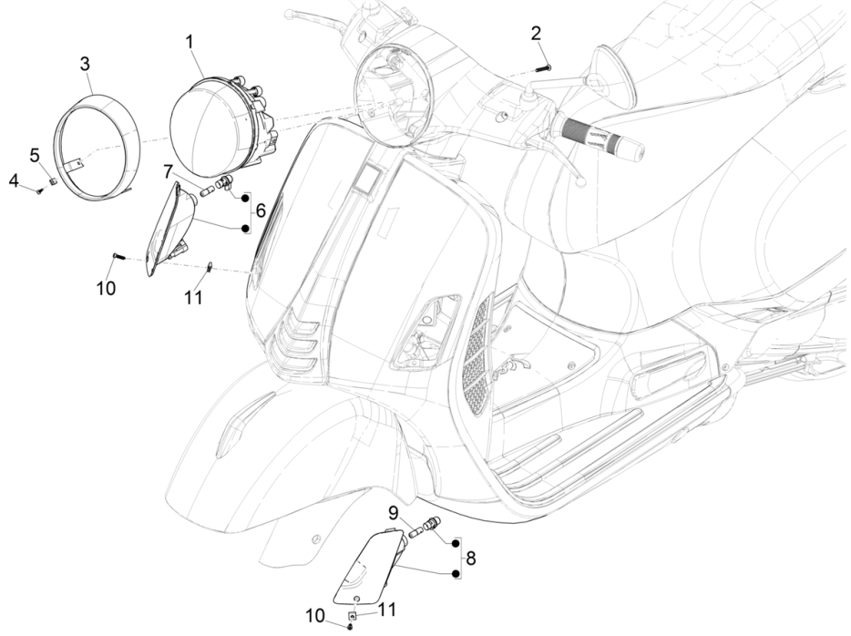 Faro anteriore - Indicatori anteriori Vespa GTS 125 IE ABS Euro 5 2021
