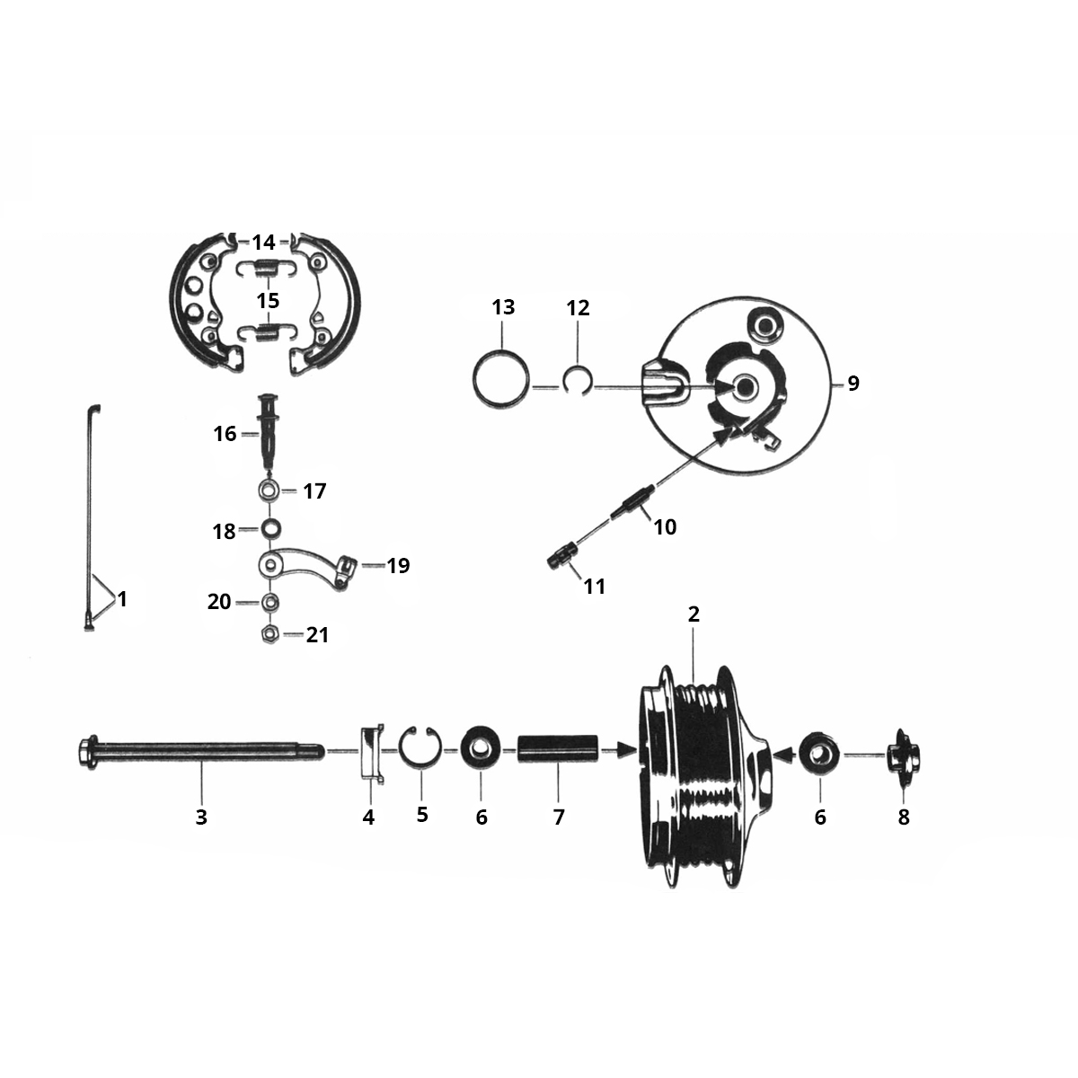 Mozzo anteriore - Ganasce freno Zundapp C50 Sport 529-010