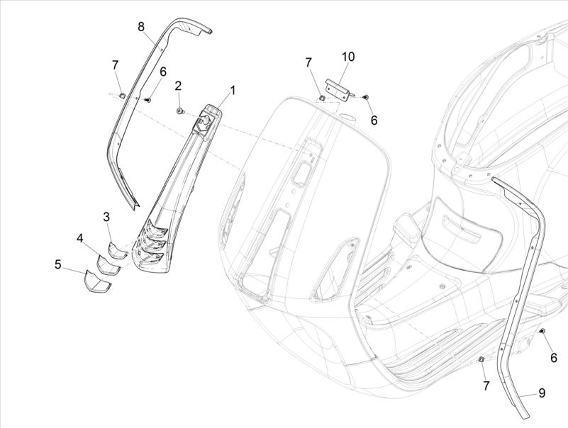 Coperchio anteriore - Modanature per Vespa Elettrica 25 km/h SCH Euro 5 2021