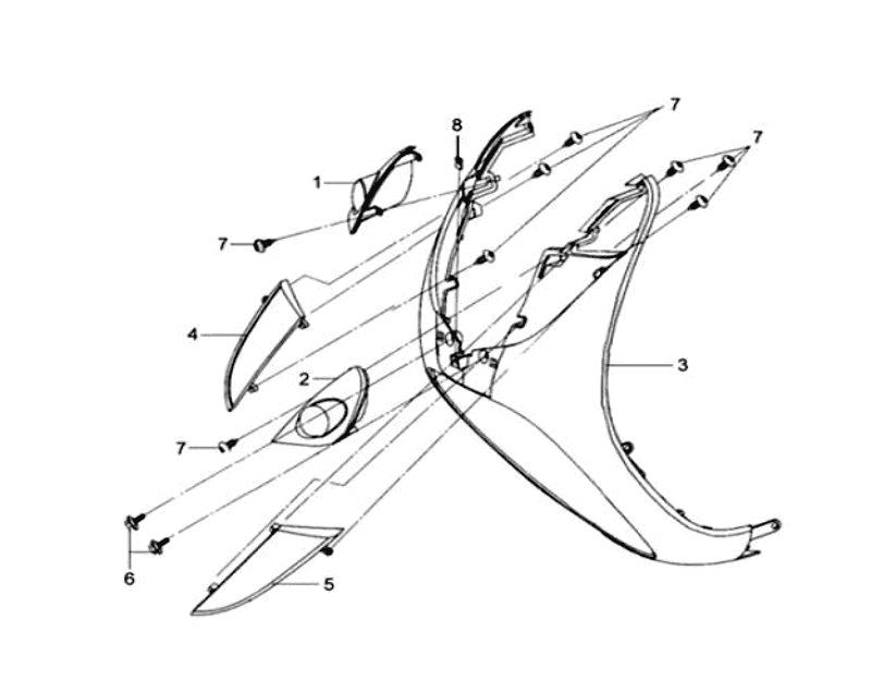 Coperchio anteriore - Indicatori anteriori Sym Mio (tutti i colori)