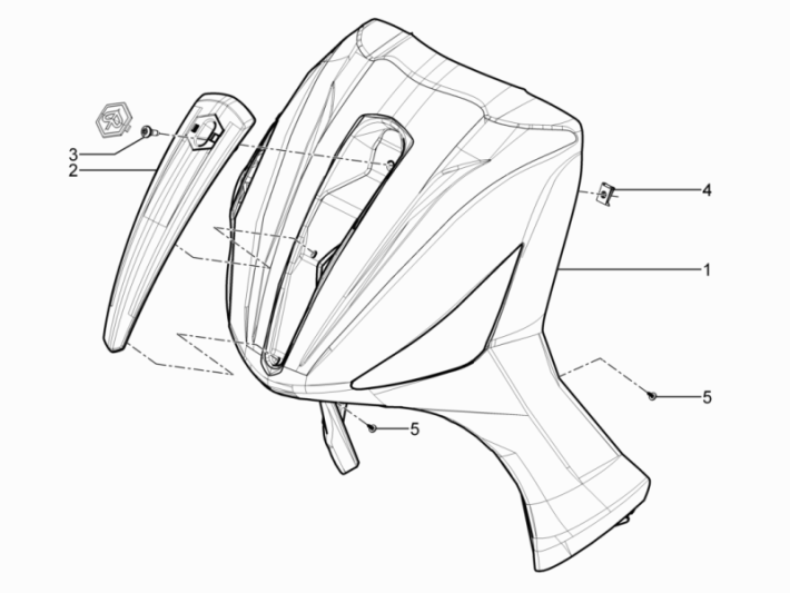 Coperchio anteriore Piaggio Beverly 350 Sport Touring Euro 3 2013-2014 nero opaco 93/B