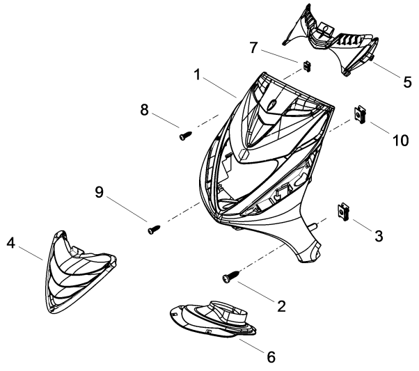 Coperchio anteriore Piaggio Zip 50 SP 2 tempi LC 2006-2013 bianco luna 544