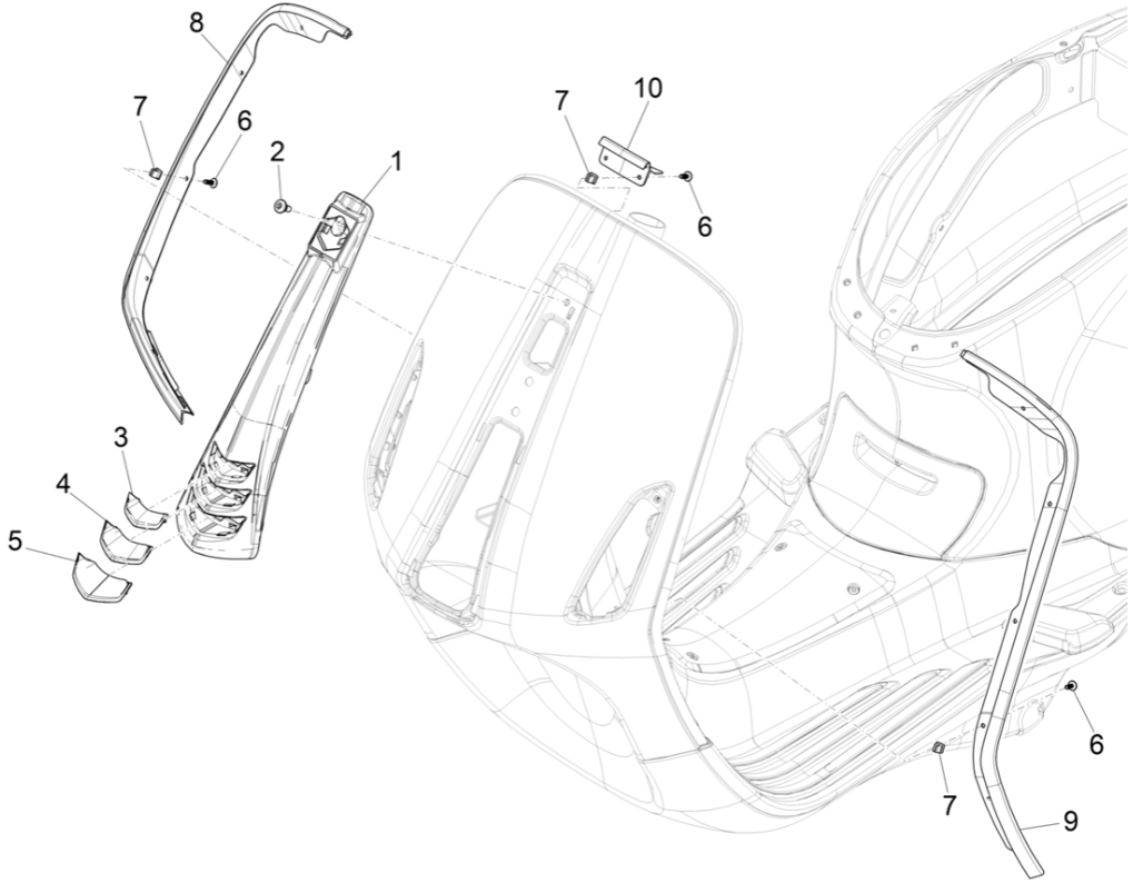 Coperchio anteriore Vespa Elettrica 45KM/H Euro 5 2021