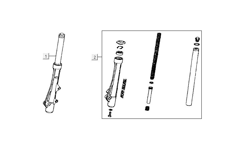 Parti della forcella anteriore Kymco Activ 50 4 tempi rosso-nero