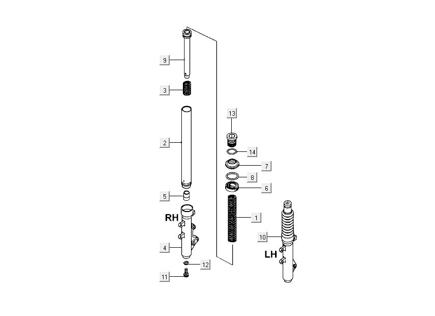 Parti della forcella anteriore Kymco New Dink 4 tempi nere metallizzate
