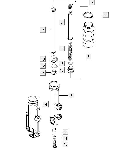 Parti della forcella anteriore Kymco Vitality 50 2 tempi AC in argento perlato