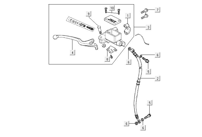 Cilindro del freno - Leva del freno - Tubo freno Kymco Agility 12' 4 tempi rosso