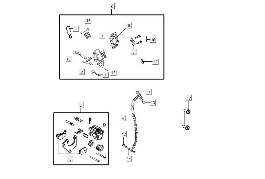 Cilindro del freno - Leva del freno - Tubo freno Kymco Agility 16'+ 50i 4 tempi Euro 4 blu opaco
