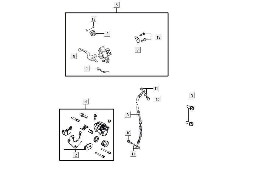 Cilindro del freno - Leva del freno - Tubo del freno Kymco Agility 16'+ 4 tempi nero lucido