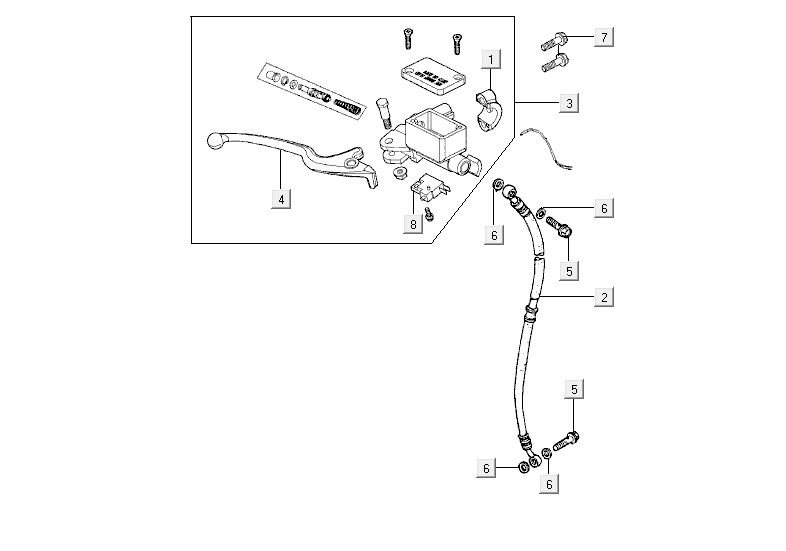Cilindro del freno - Leva del freno - Tubo freno Kymco Agility Fat 12' 4-stroke Sporty red