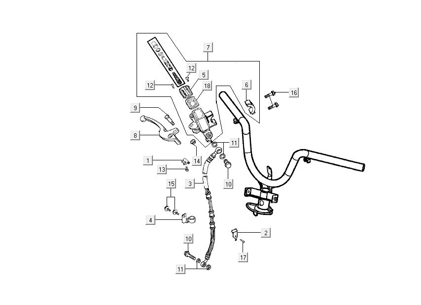 Cilindro del freno - Leva del freno - Tubo del freno Kymco Grand Dink 2-stroke Silver