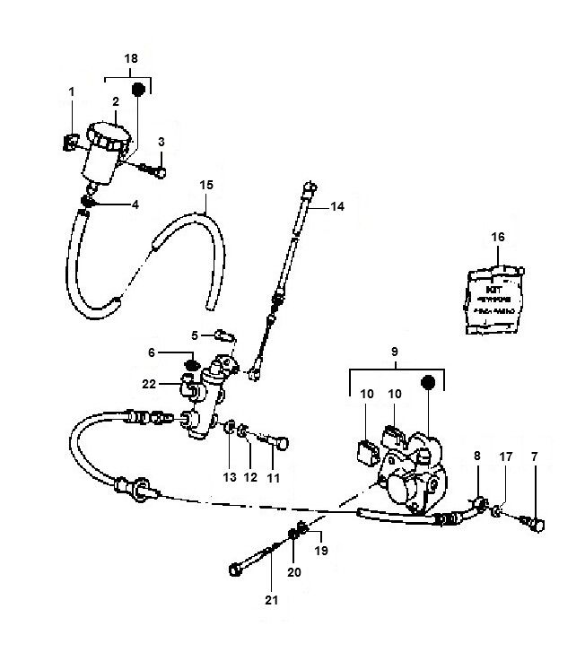 Cilindro freno - Pinza - Pastiglie freno - Tubo freno Piaggio Typhoon 50 2 tempi AC 1998-2005