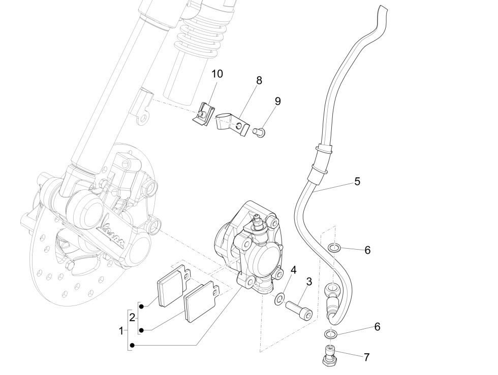 Pompa freno - Pinza freno - Pastiglie freno Vespa Primavera 50 4T IGET 3V Euro 5