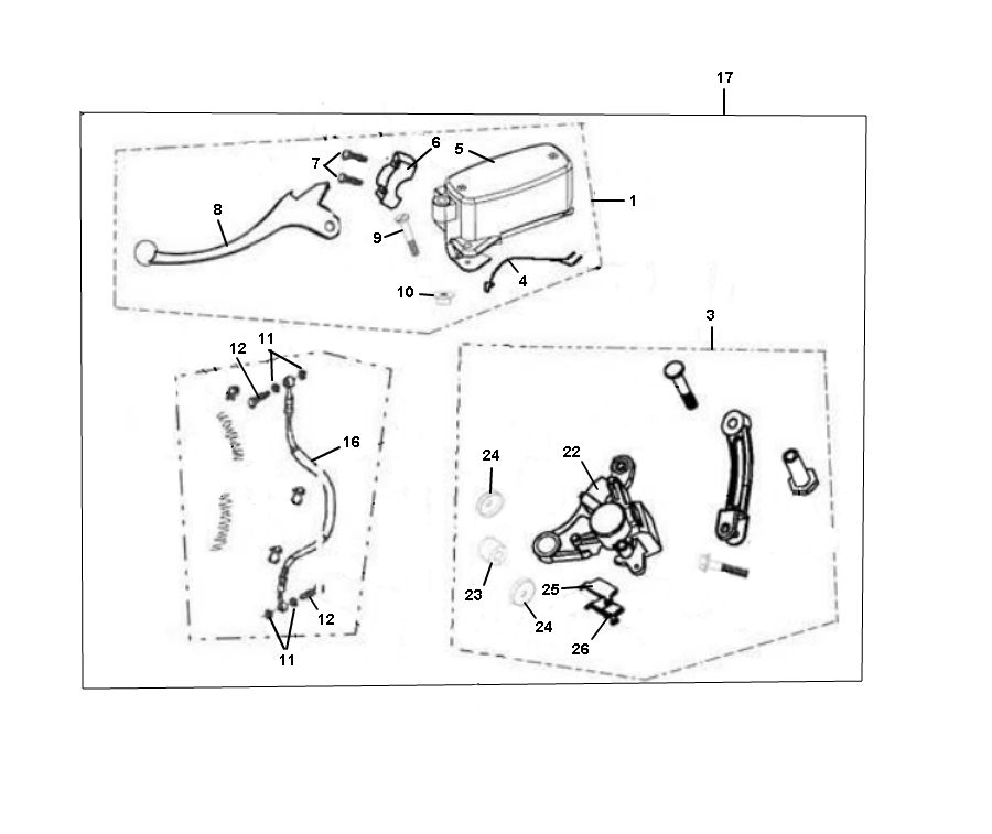 Cilindro del freno - Tubo del freno - Pinza - Pastiglie freno Senzo Retro GT2 4 tempi