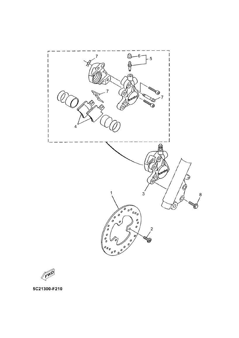 Pinza freno - Pastiglie freno - Disco freno 4 tempi Yamaha Neo's 2008 → PartsProduct-FrontBrake-ZNEN-Aurora-4-Stroke