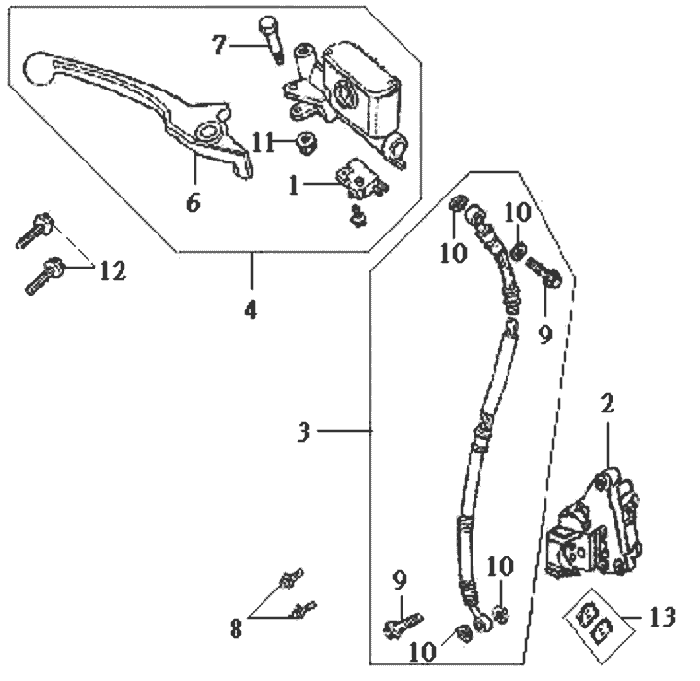 Pinza freno anteriore Brake Lever Brake Line Sym DD50 blu