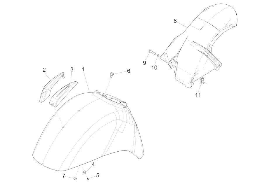 Parafango anteriore Vespa GTS 125 IE grigio tecnico 742/B