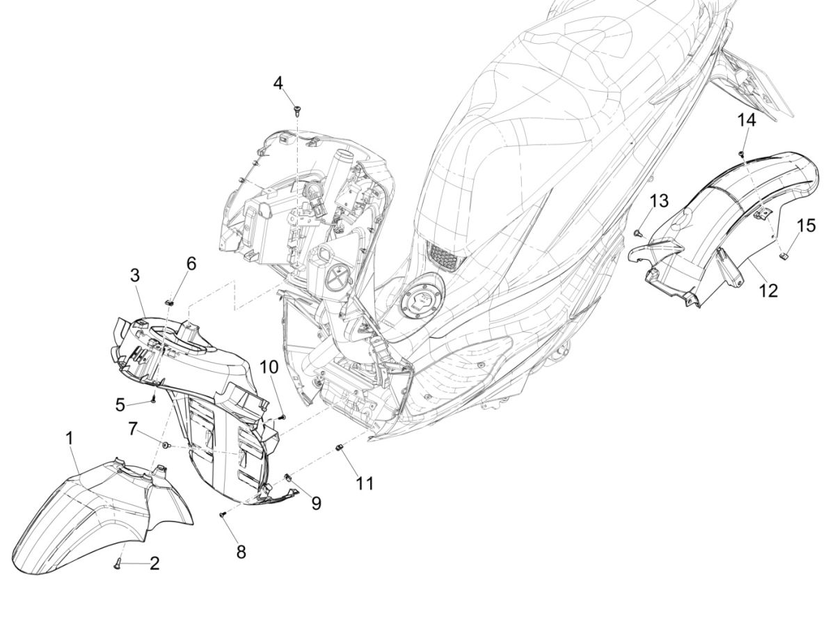 Parafango anteriore Piaggio Medley 125 IE ABS Euro 4 2016-2019