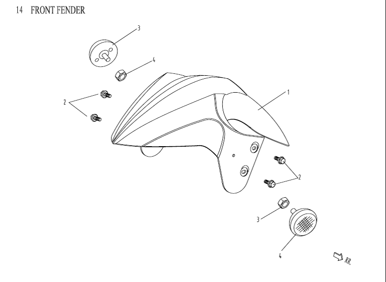 Parafango anteriore verde China Venom