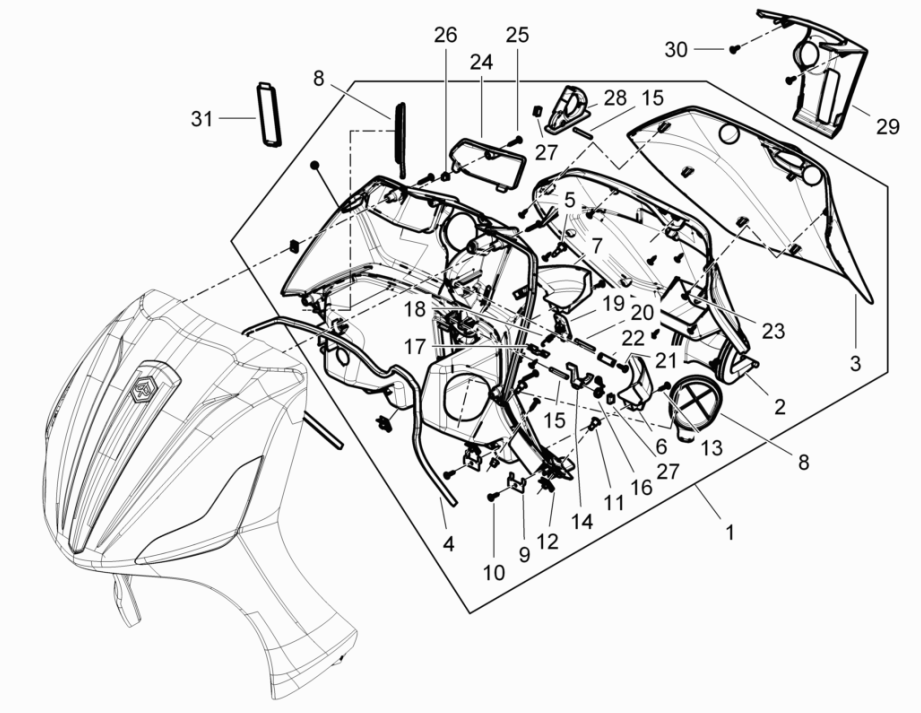 Paragambe Piaggio Beverly 125 RST 4V Euro 3 2010-2015