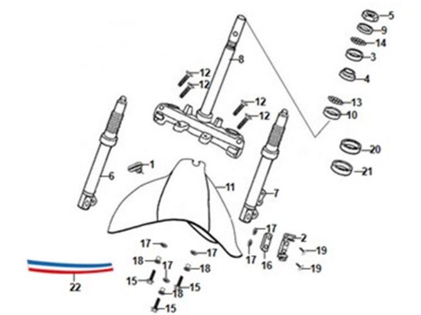 Voorvork / voorspatbord / balhoofd Sym Fiddle II Euro4 Black (BK-5560S)