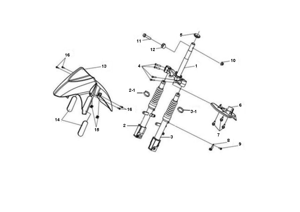 Forcella anteriore - Cuffia - Parafango anteriore Sym Jet Sport-X 2 tempi