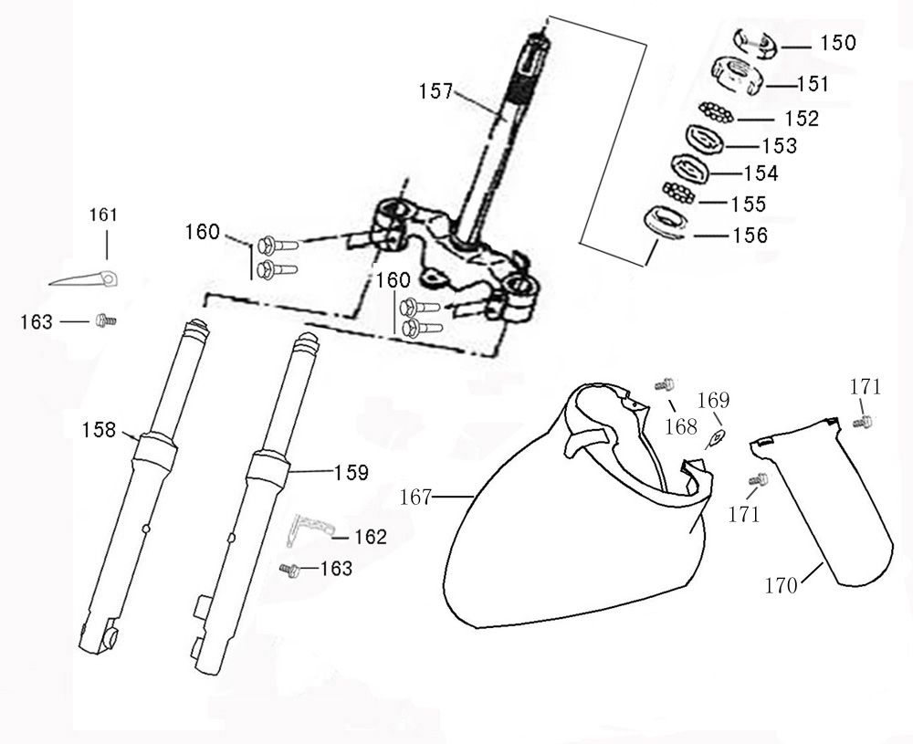 Forcella anteriore - Cuffia - Parafango anteriore AGM Swan nero