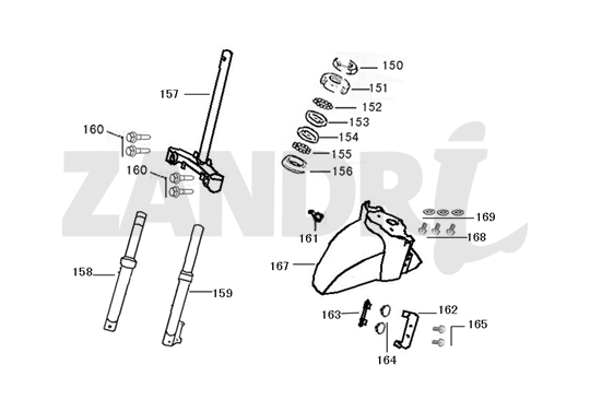 Forcella anteriore - Cuffia - Parafango anteriore Santini Capri blu chiaro metallizzato